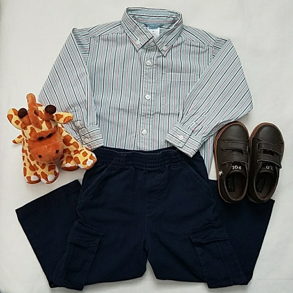 Boys Matching Set of Dress Shirt & Cargo pants 3T